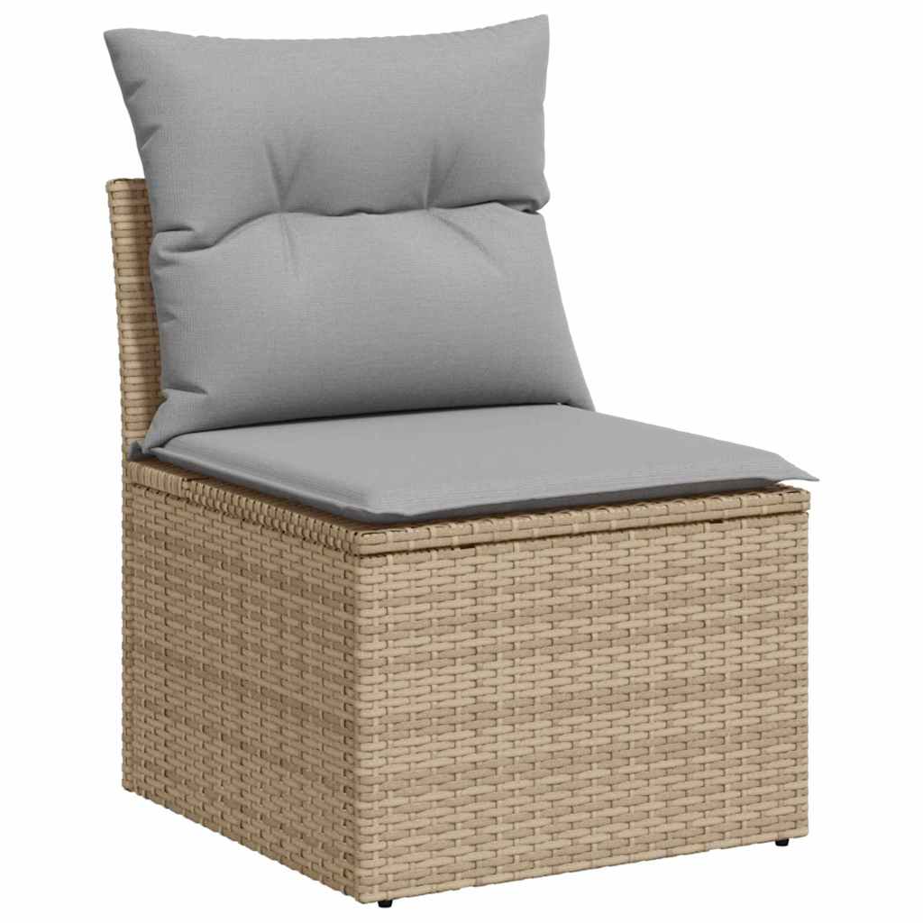 Garten-Sofa-Set mit Speicher 5 pcs Beige Poly Rattan